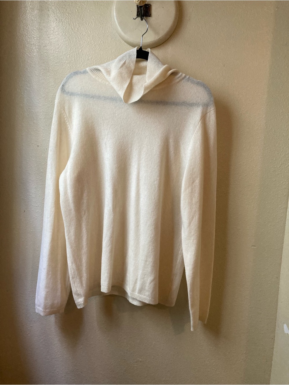 Charter Club 100% Cashmere Cream Turtleneck Light Sweater/Ribbed Neck Women’s XL